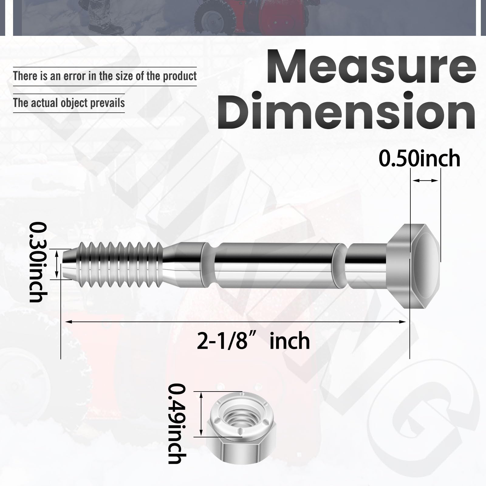 Snowbear shear bolts 2-1/8 inch with 5/16 thread, precise fit for replacements.