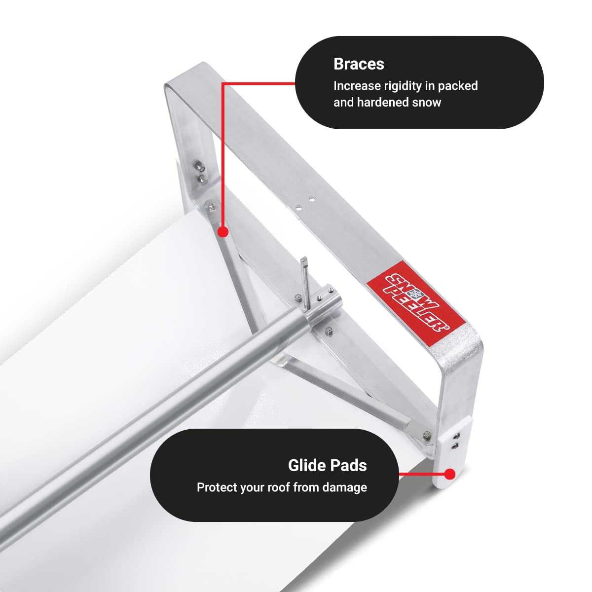 Snowpeeler glide pads protect the roof during snow clearance.