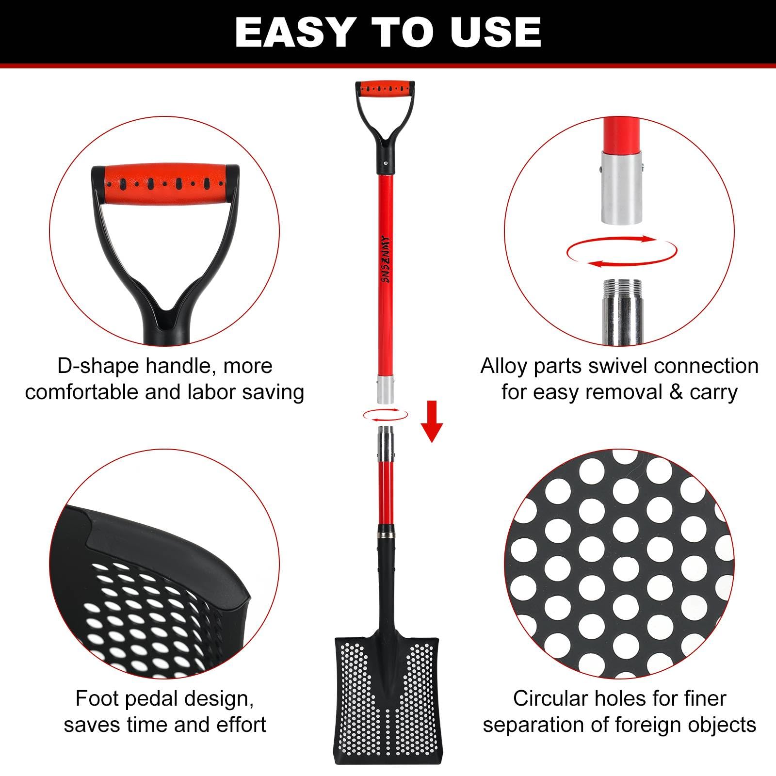 SNSZNMY 10.6 by 9.1 inch perforated scoop enables rapid sifting of sand and soil