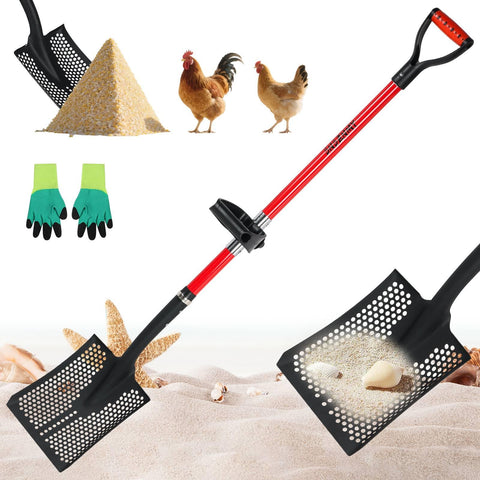 SNSZNMY sifting shovel with extended 53.2-inch handle for easy beach and yard cleaning