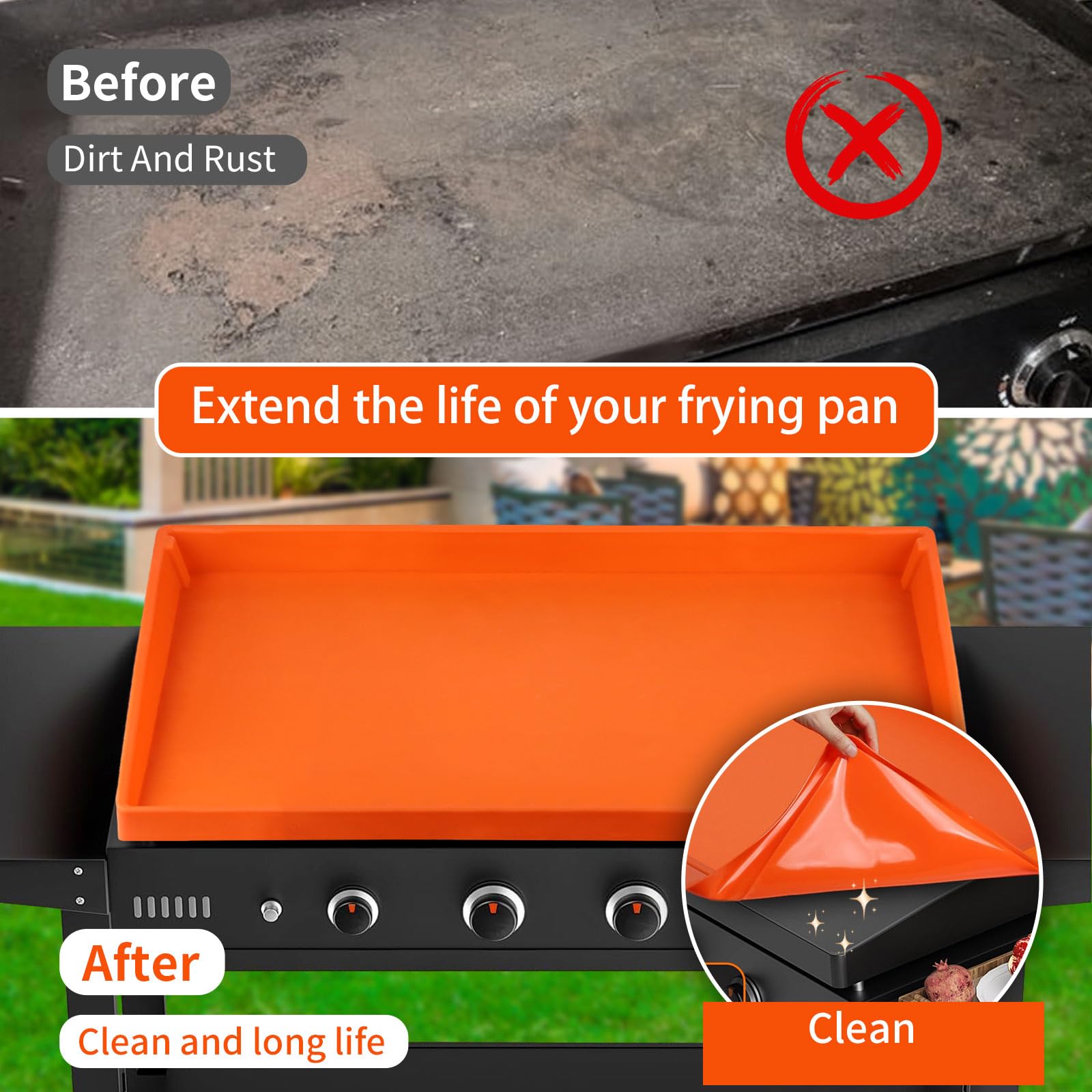 Snuggery 29inch mat acts as waterproof lid pad to shield the griddle surface.
