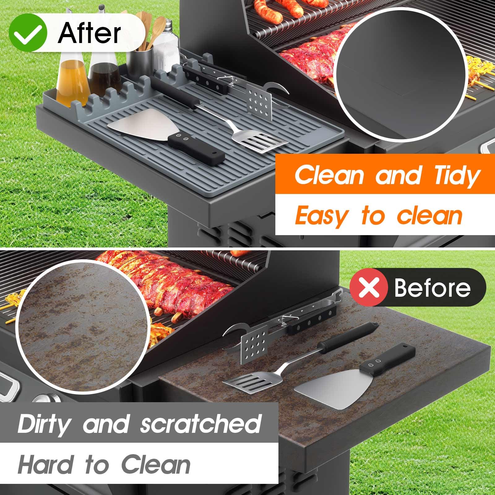 Snuggery heat resistant silicone handles hot utensils up to 450°F.