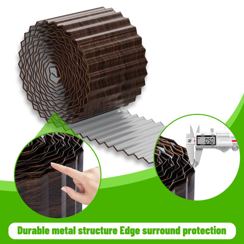 SnugNiture corrugated path edge defines walkways with a brown finish.