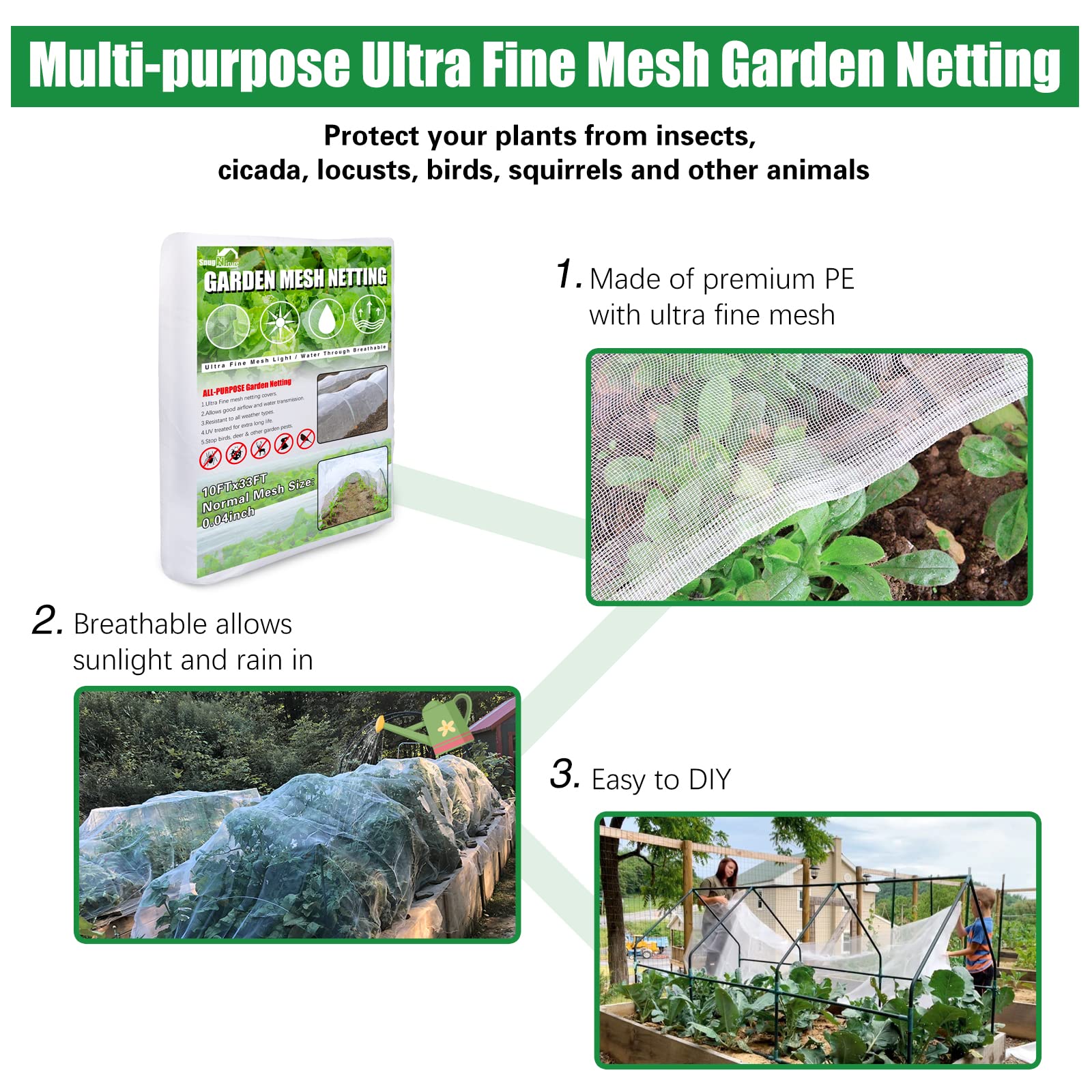 SnugNiture easy-install netting drapes smoothly over beds for quick protection.