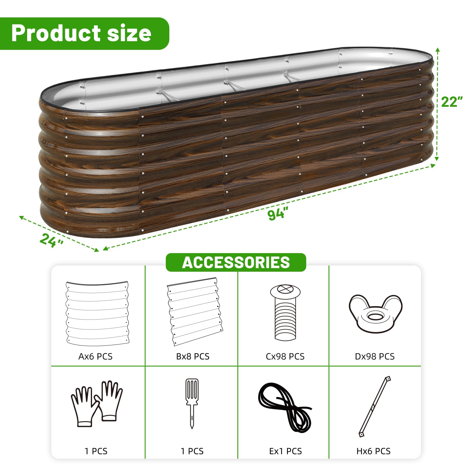SnugNiture heavy-duty rubber edging protects edges during assembly and use.