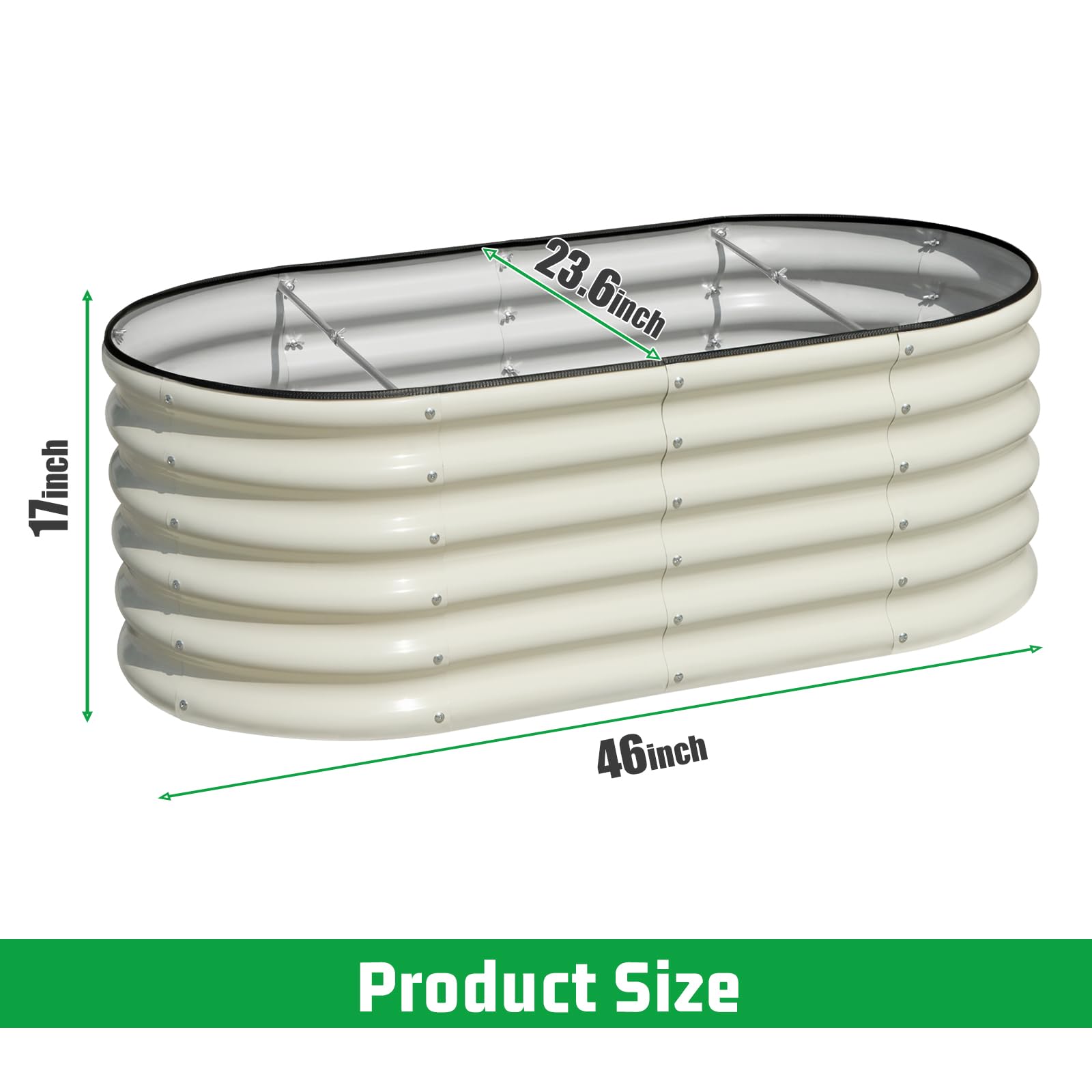 SnugNiture galvanized metal planter box in beige white finish for durable outdoor use.