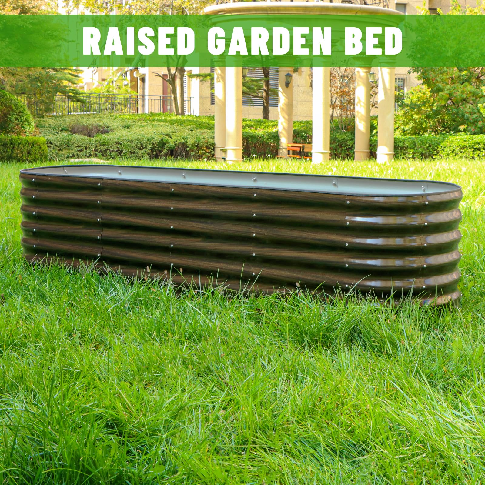 SnugNiture galvanized panels reveal 24-inch depth for deep-root vegetables.