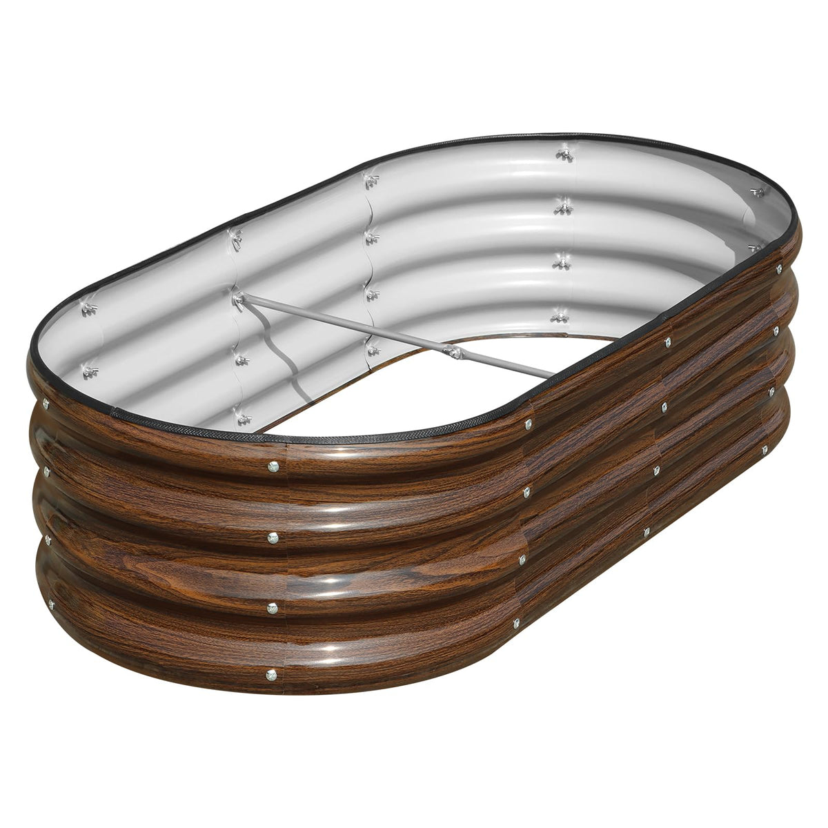 SnugNiture galvanized oval raised garden bed assembly view for quick setup