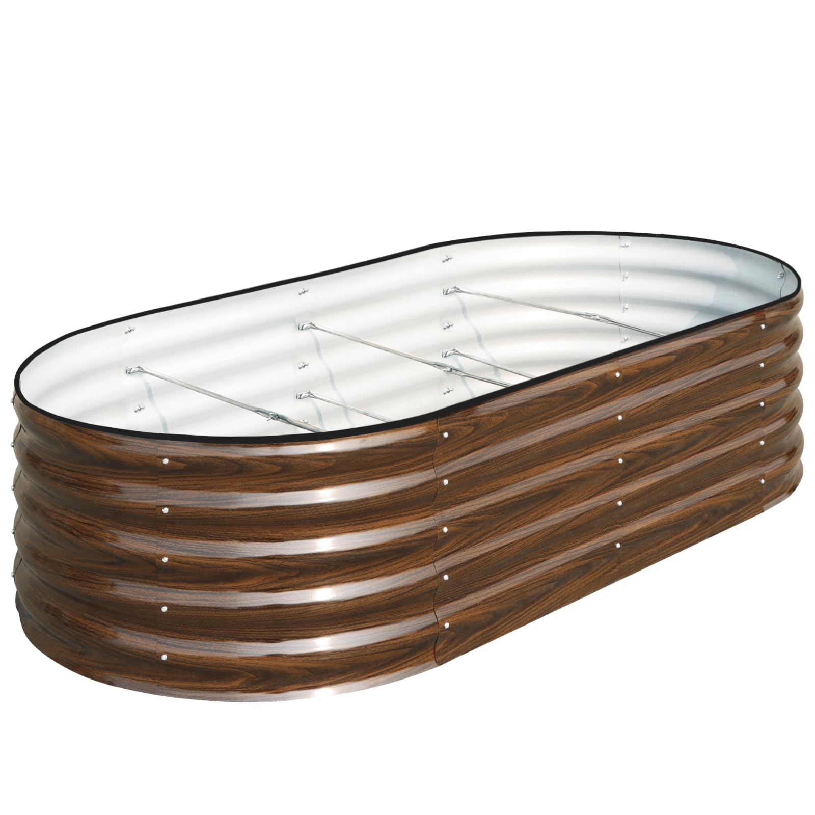 SnugNiture galvanized raised bed oval planter for spacious outdoor planting.