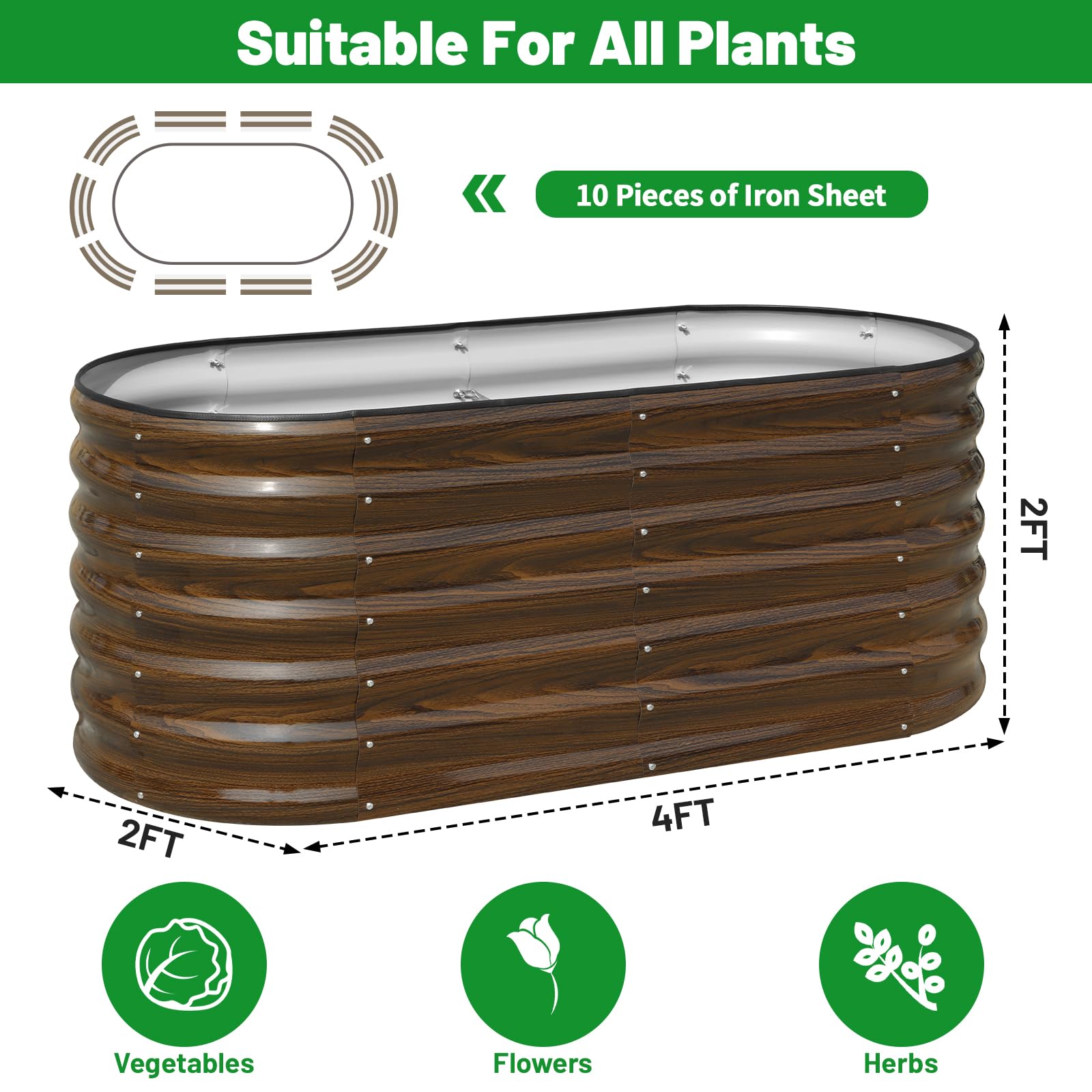 SnugNiture galvanized steel raised bed side view for sturdy outdoor gardening