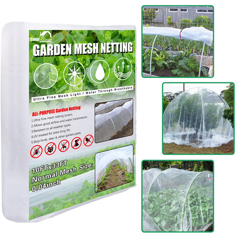 SnugNiture garden netting over vegetables protects crops with breathable light.