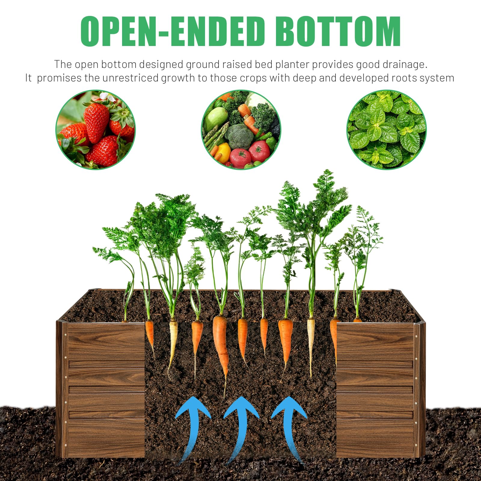 SnugNiture open-bottom drainage bed showing drainage-friendly design.