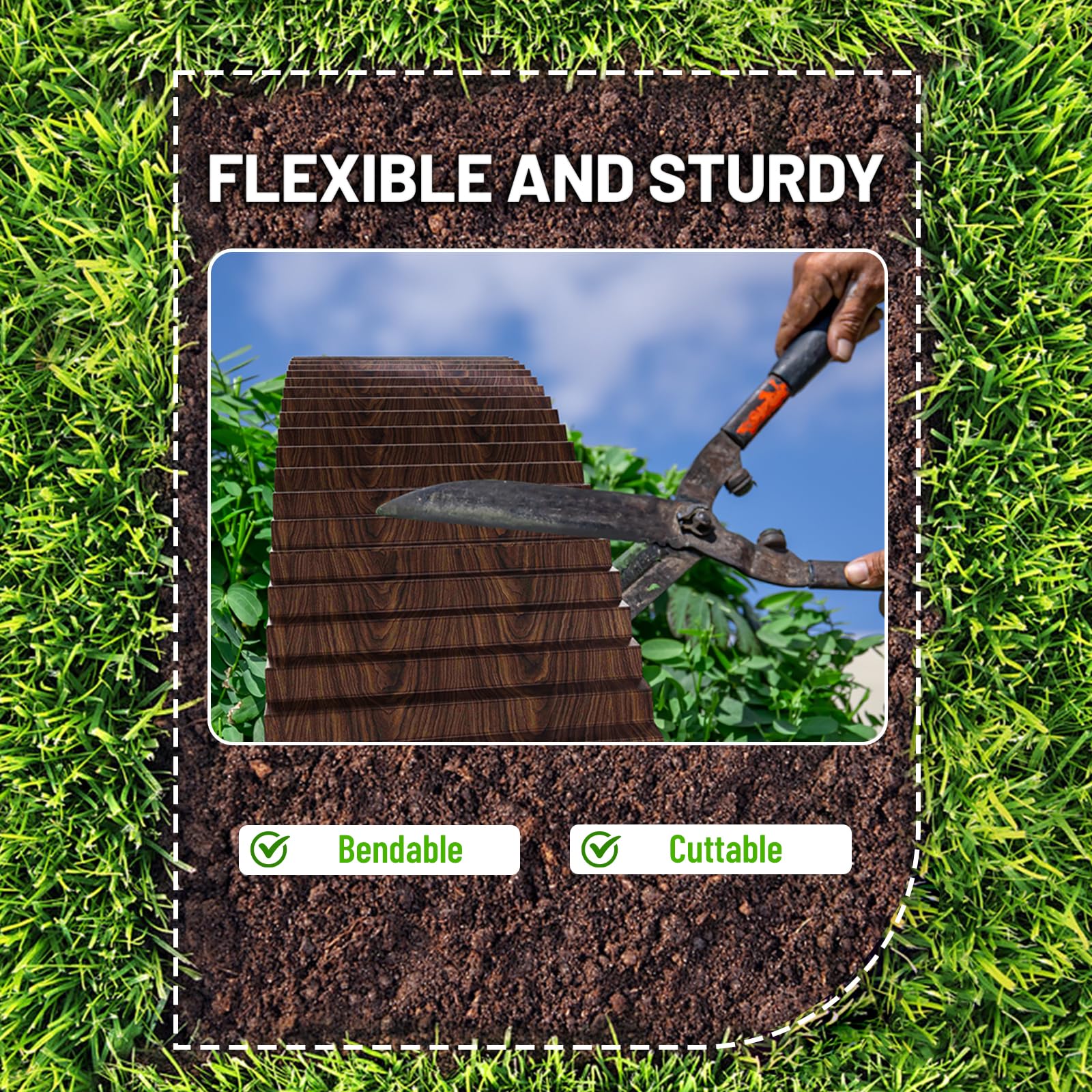 SnugNiture outdoor border offers flexible edging for curved layouts.