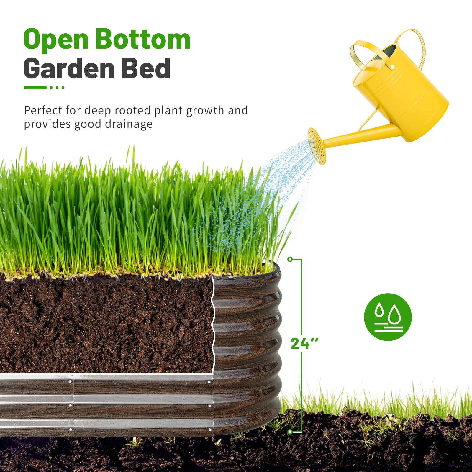 SnugNiture outdoor garden setup in a sunny yard ready for planting.