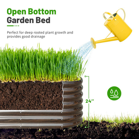 SnugNiture outdoor garden setup in a sunny yard ready for planting.