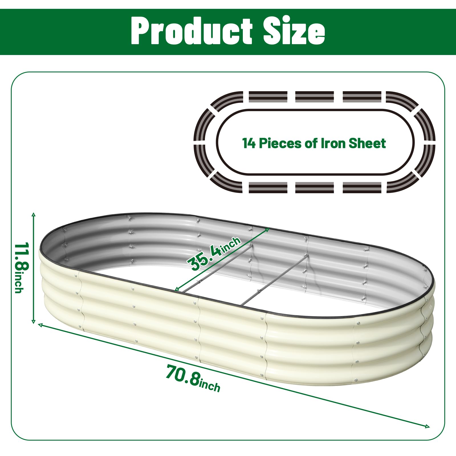 SnugNiture oval metal planter side view highlighting durable construction for year round outdoor use