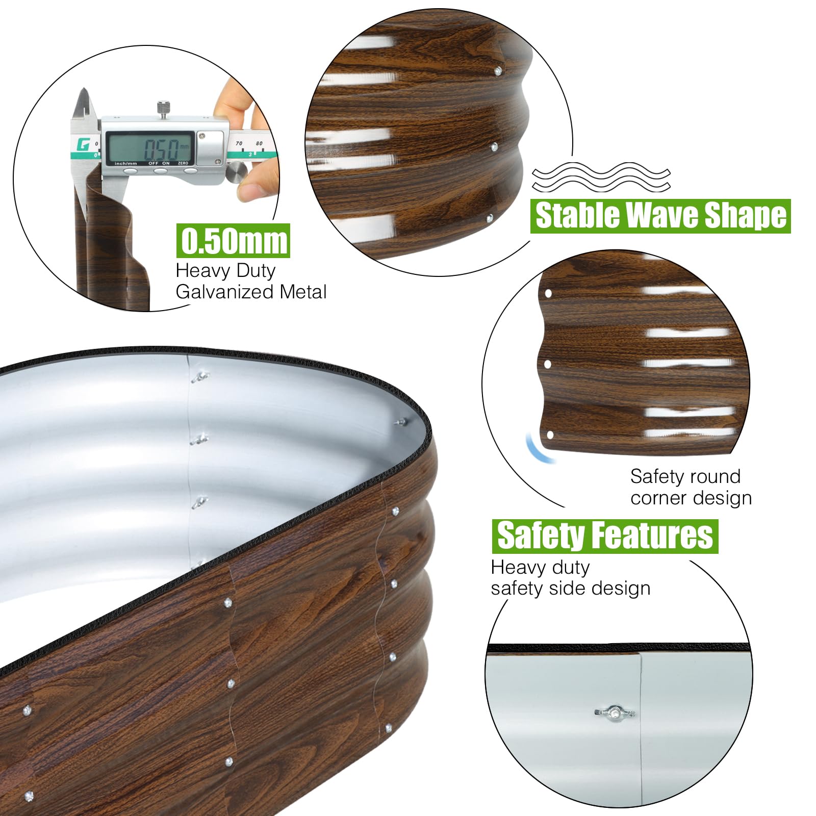 SnugNiture oval planter bottomless frame demonstrates drainage benefits