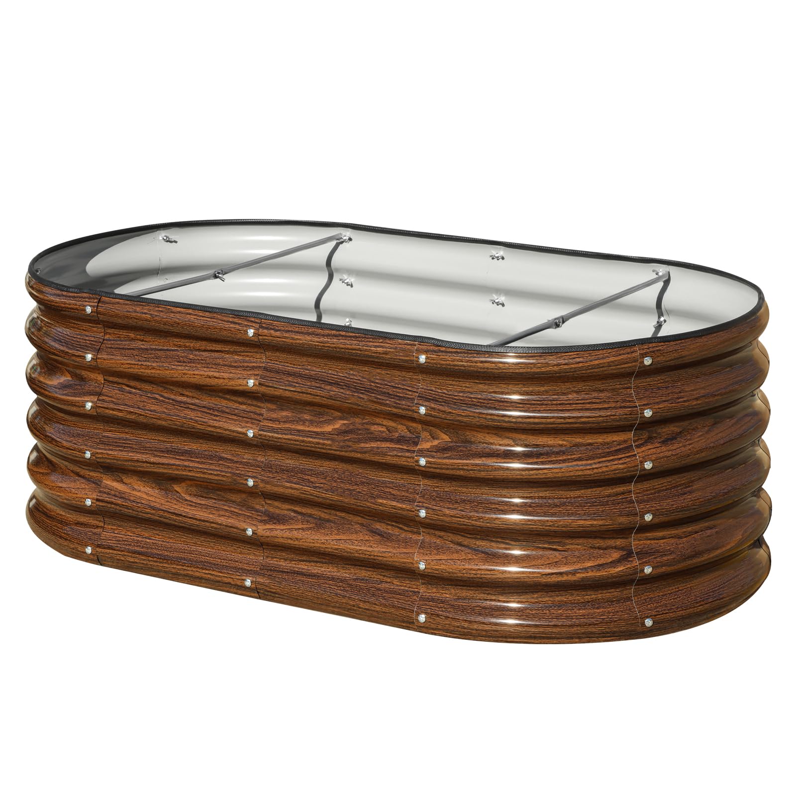 SnugNiture oval raised bed assembly shows easy setup for faster gardening.