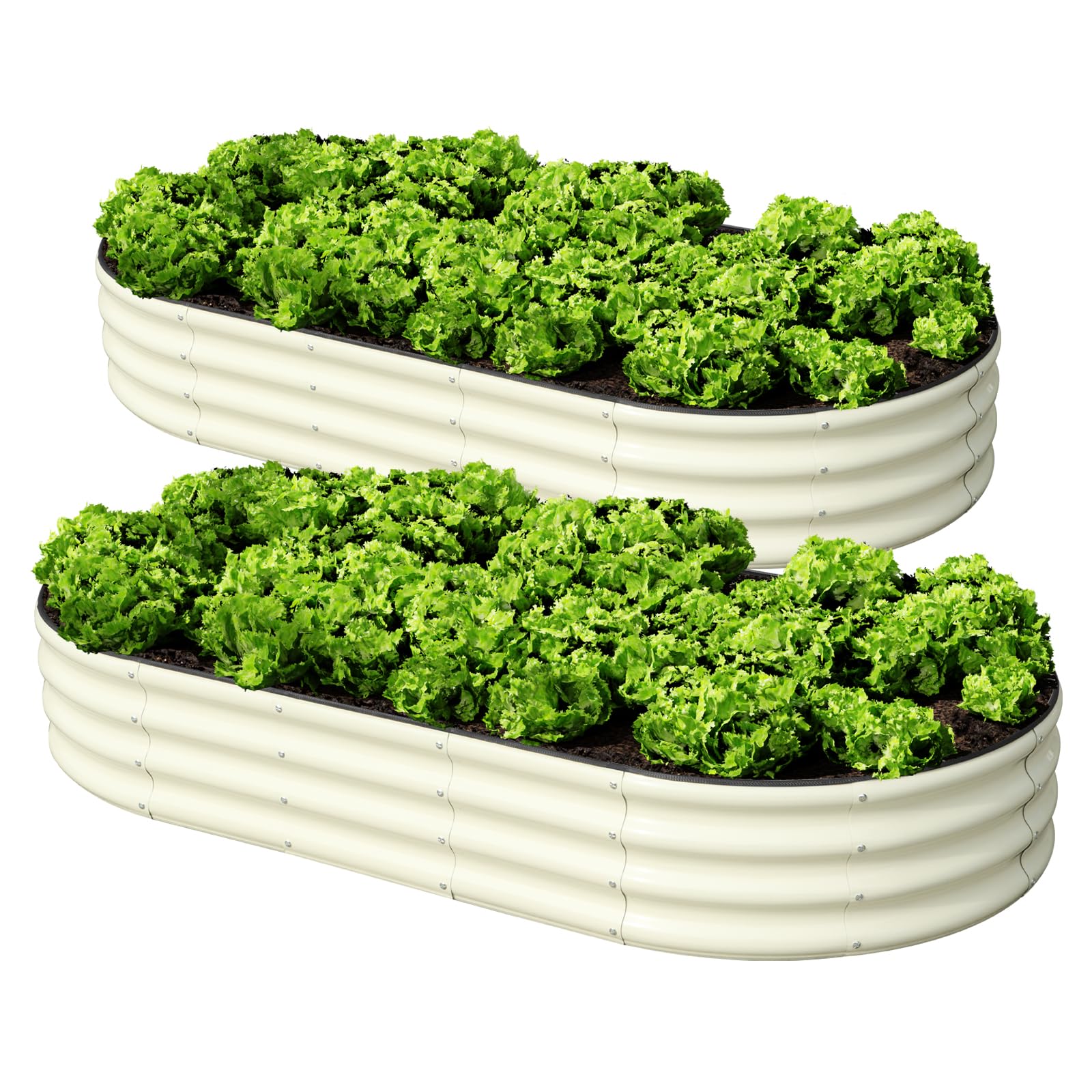 SnugNiture raised garden bed oval top view showing spacious planting area for vegetables
