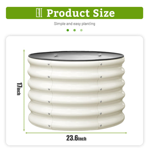 SnugNiture round galvanized raised bed with safety edging improves comfort while gardening.