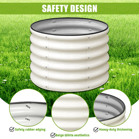 SnugNiture round garden bed shows included assembly instructions