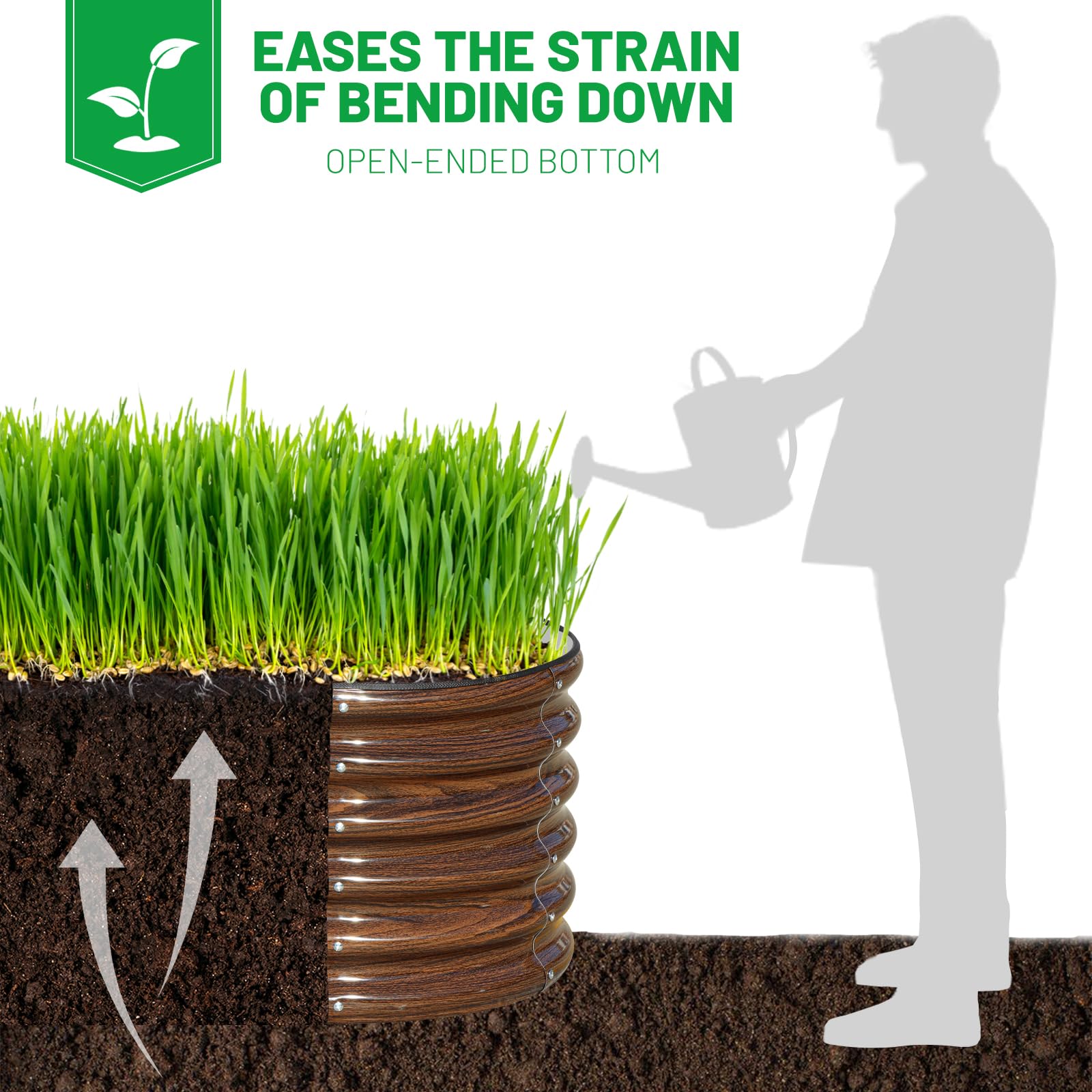SnugNiture safety rubber edging protects hands and edges during gardening.