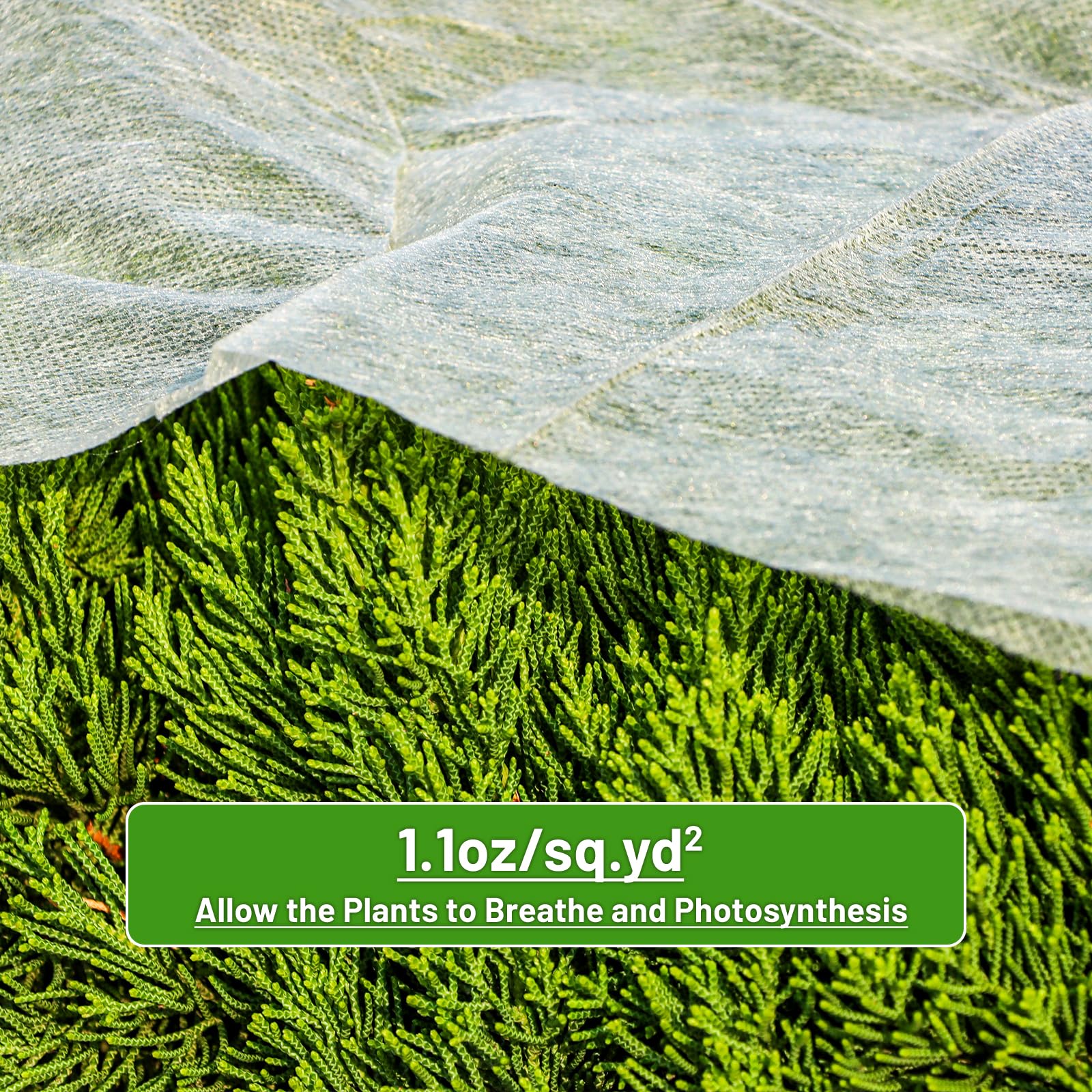 SnugNiture frost protection blanket shields delicate plants from frost and cold snaps.