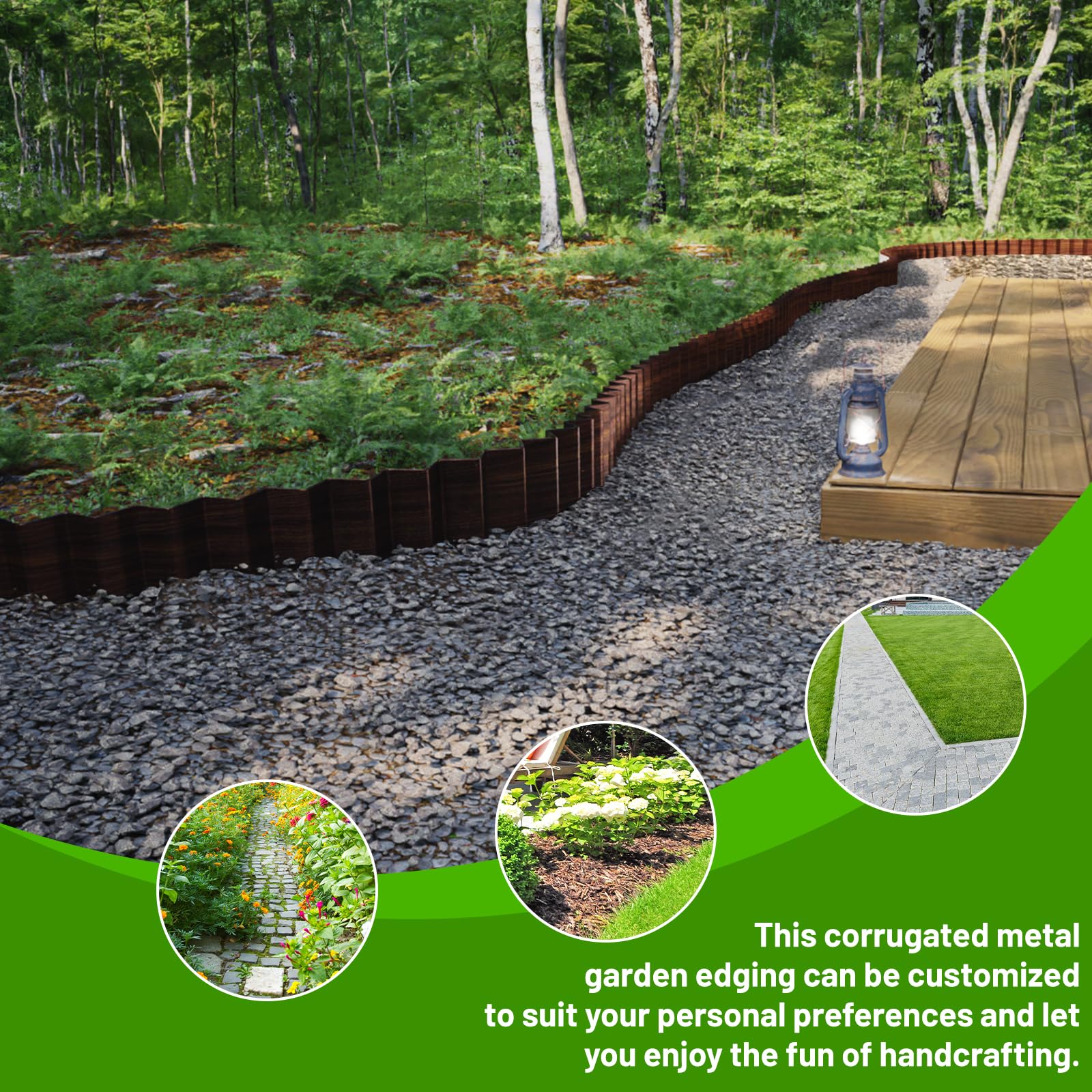 SnugNiture yard border with hemmed edge enhances safety and appearance.