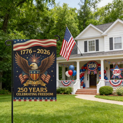 Snungee 250th anniversary flag back view showing vibrant colors from both sides