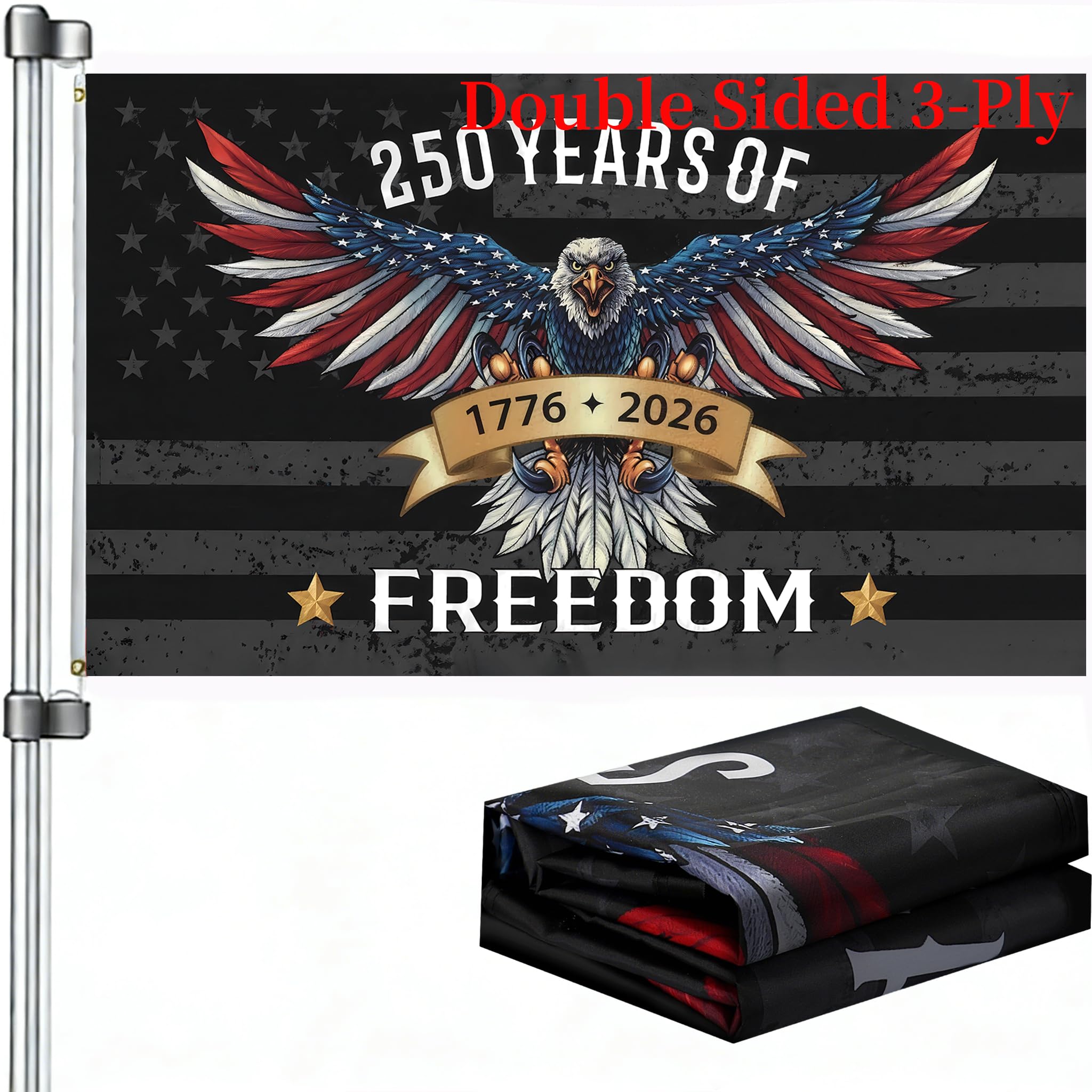 Snungee 250th anniversary flag for outdoor use with fade resistant colors