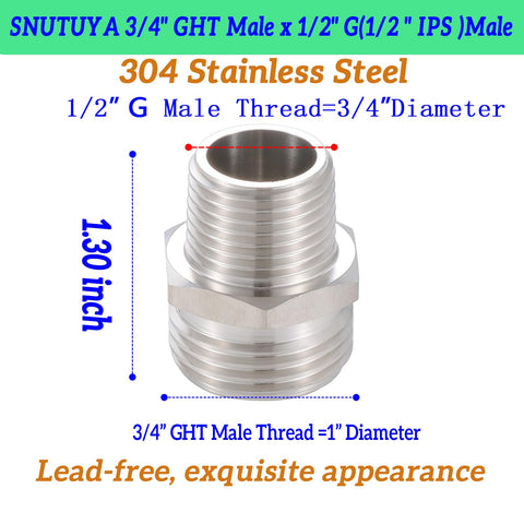 SNUTUYA 1/2 IPS to 3/4 GHT thread provides versatile hose compatibility.