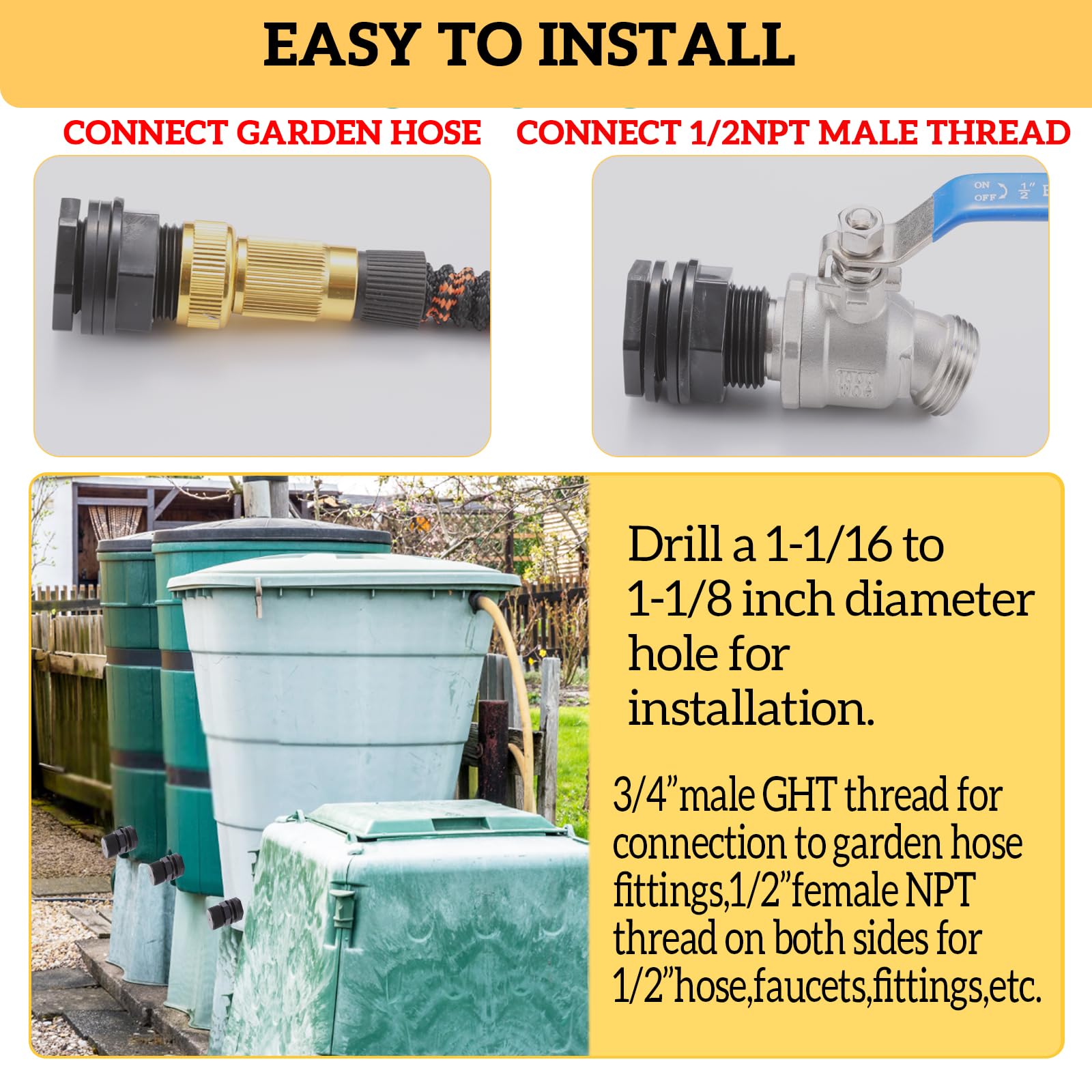 SNUTUYA 1/2-in NPT internal threads on both sides enable versatile hoses
