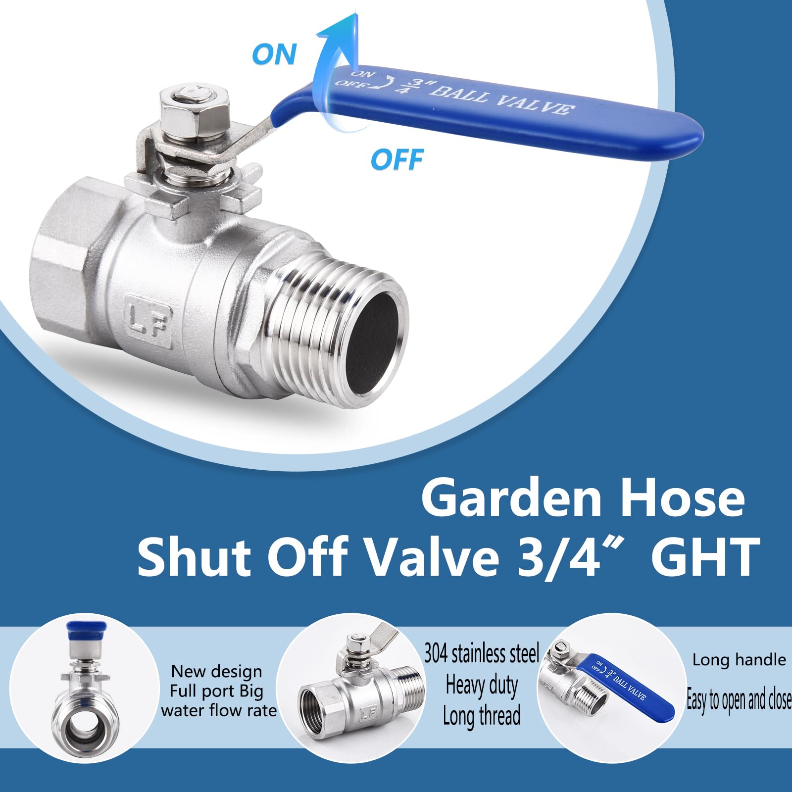 SNUTUYA 304 stainless valve with rubber-coated handle for easy operation