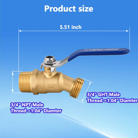 SNUTUYA brass hose bib with 3/4in GHT outlet for quick hose connection