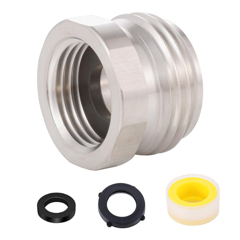 SNUTUYA garden hose adapter close-up showing durable stainless steel finish