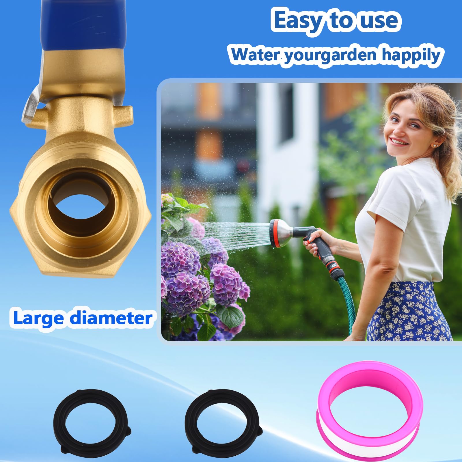 SNUTUYA hose bib with oversized handle for easy water control
