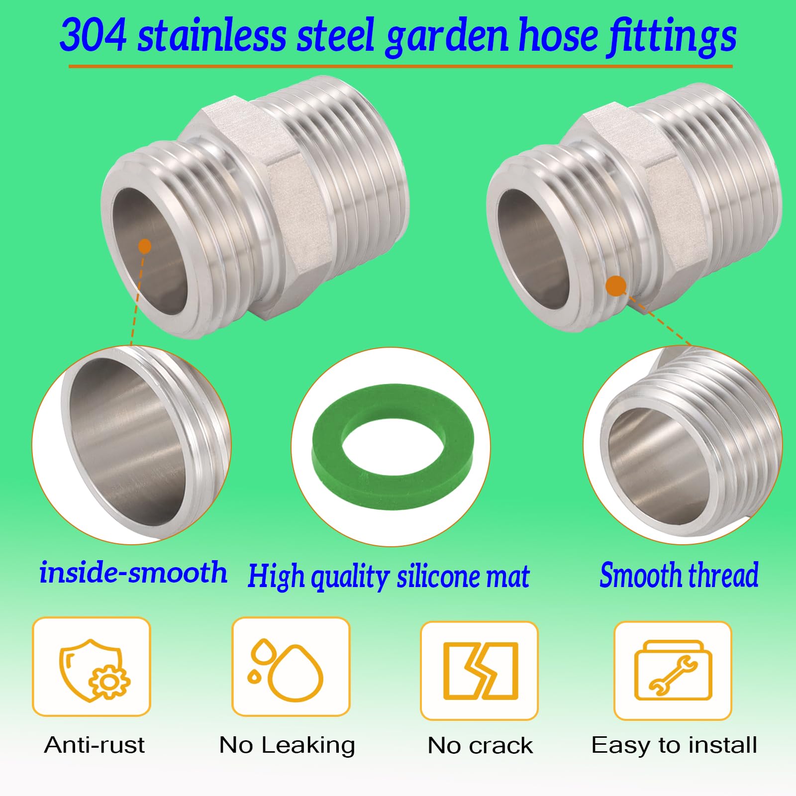 SNUTUYA lead-free stainless steel adapter kit for safe garden use.