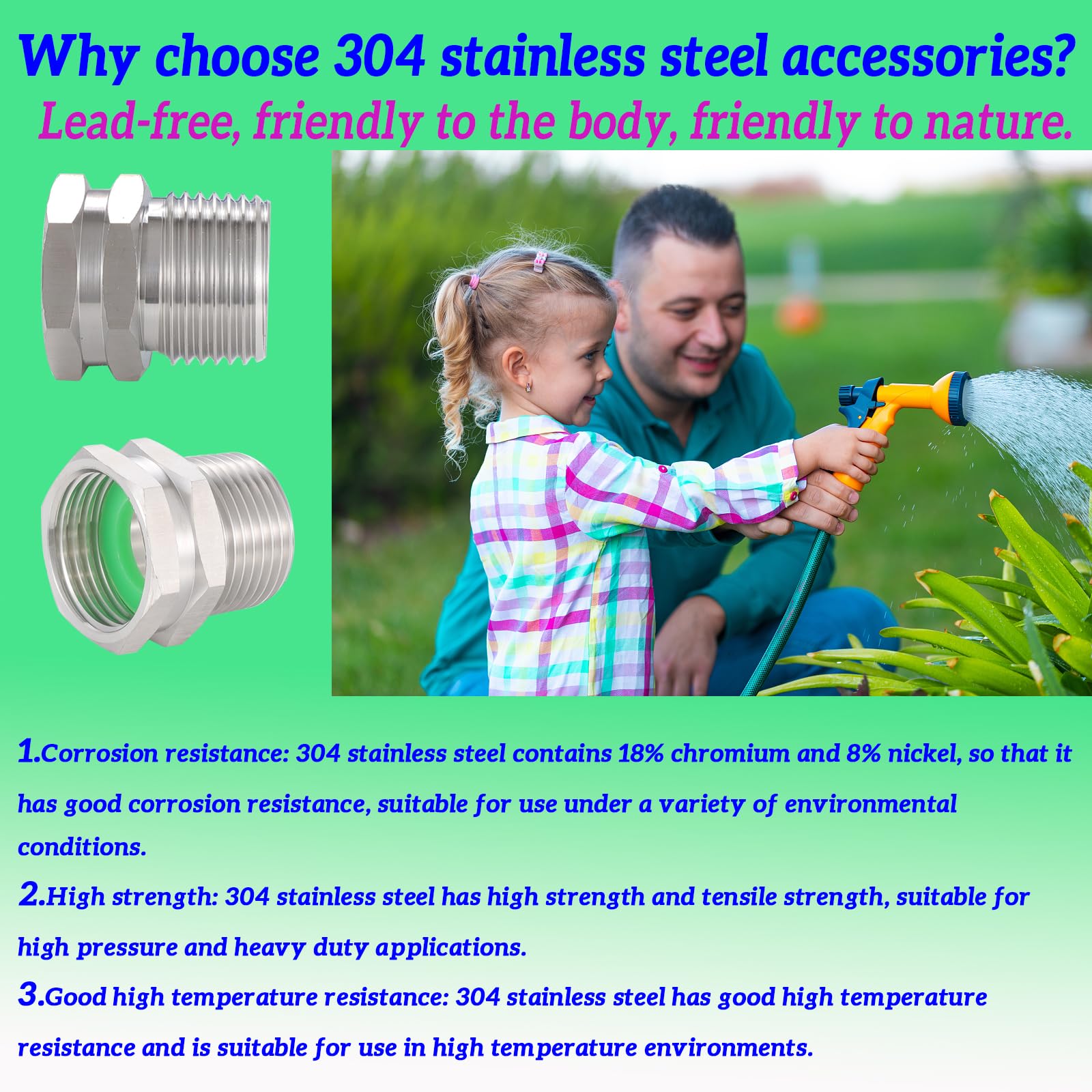 SNUTUYA lead-free design for safe, long-lasting garden connections.