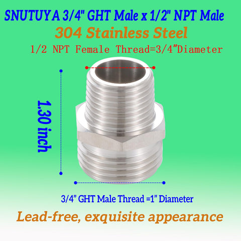 SNUTUYA stainless steel adapter close up showing smooth threads