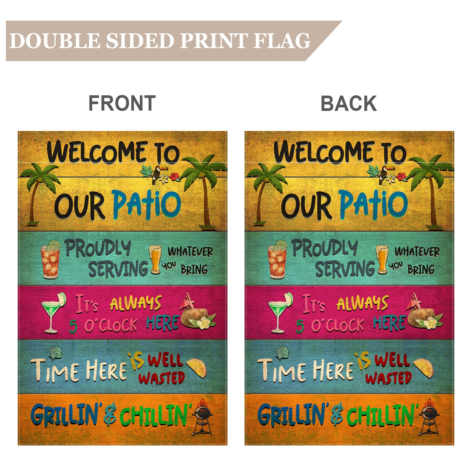 Snycler Welcome Patio Flag side view enhances yard appeal.