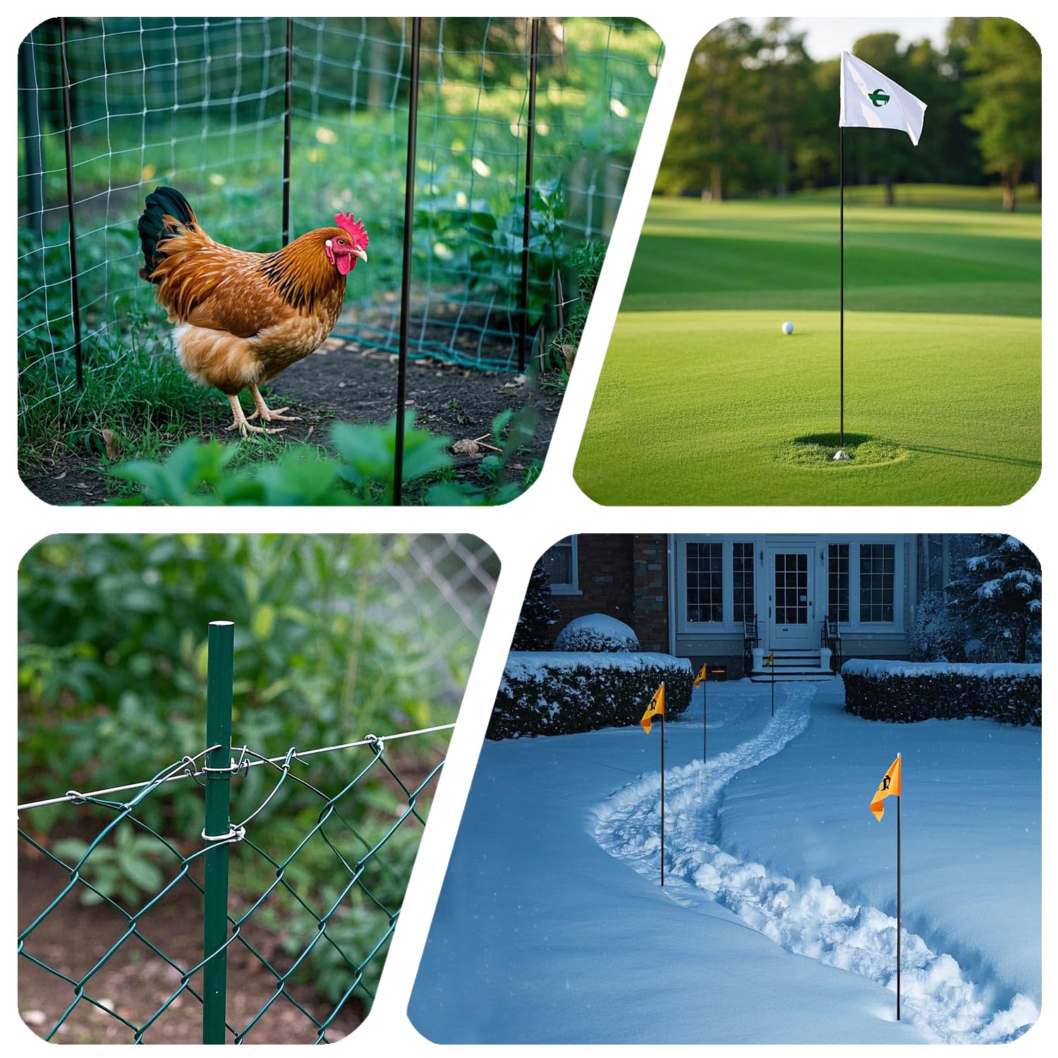 Easy-cut fiberglass stakes let you tailor length for various garden projects.