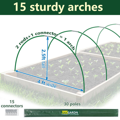SnyGardn 2-section hoop design enables flexible greenhouse configurations.