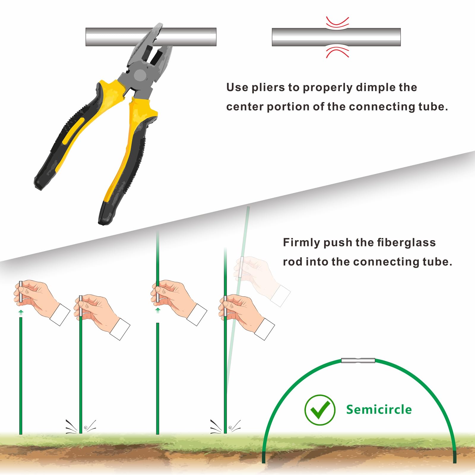 SnyGardn metal connectors ensure quick, stable hoop connections.