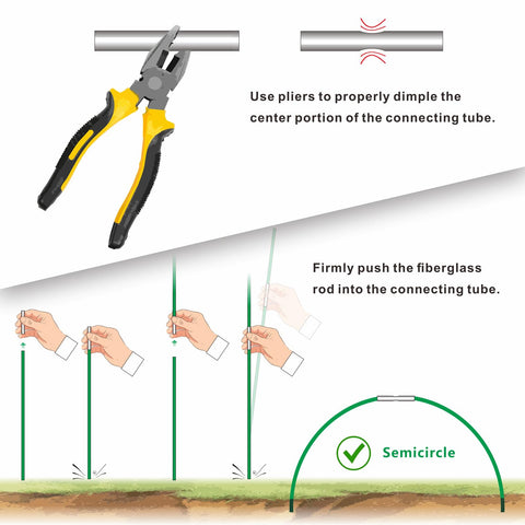 SnyGardn metal connectors ensure quick, stable hoop connections.