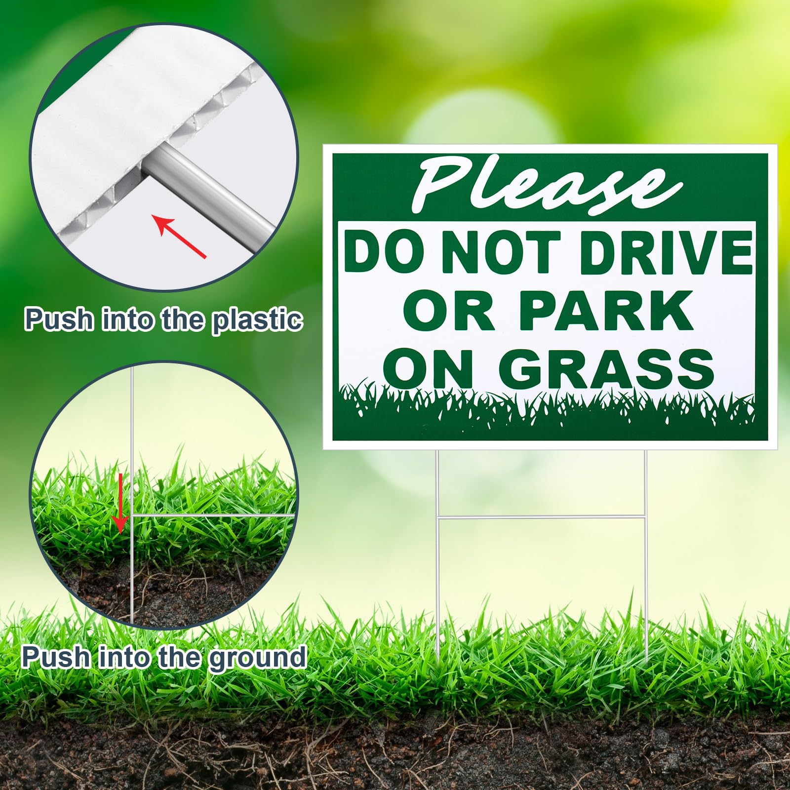 Soaoo double-sided lettering catches attention from both directions for lawn protection.