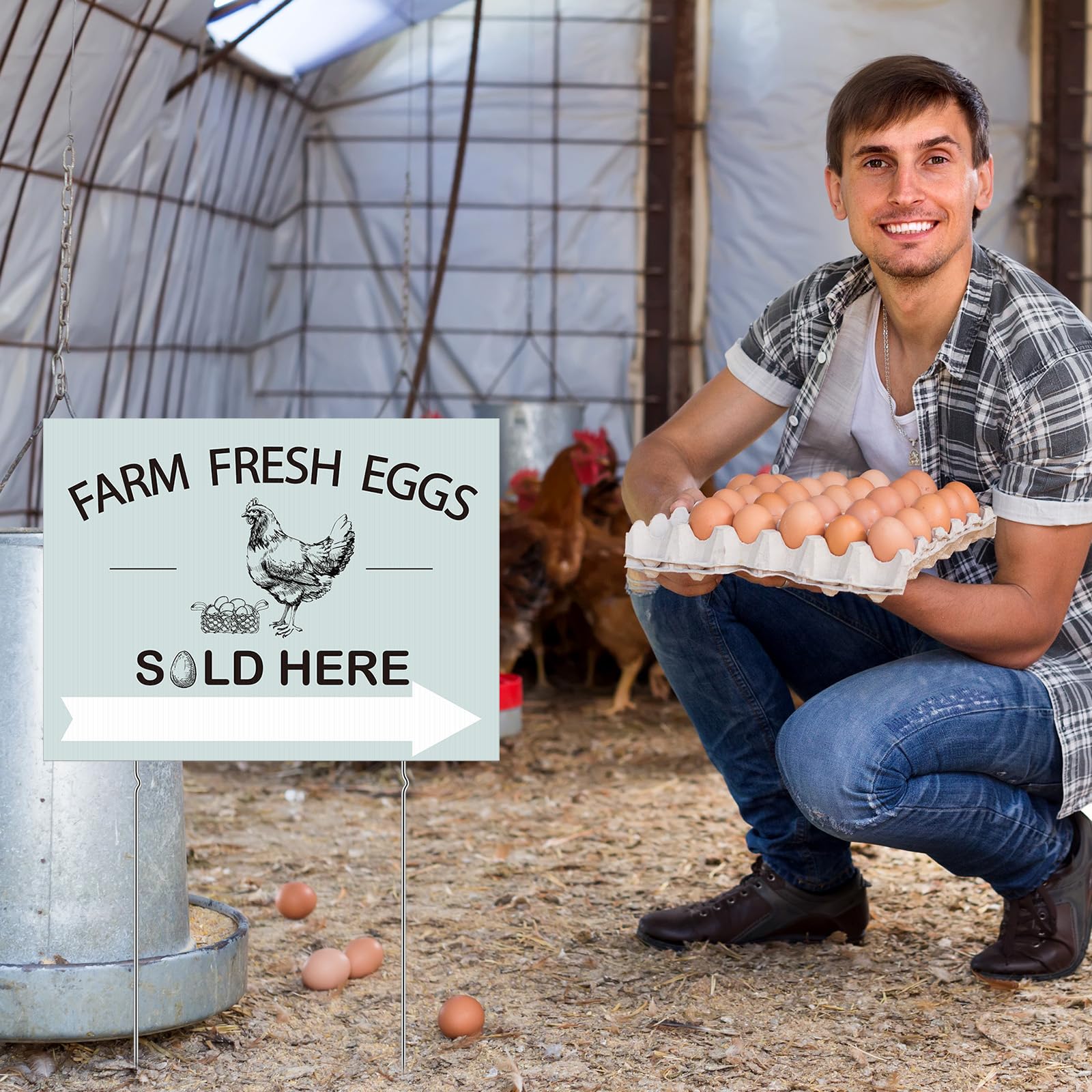 Soaoo arrows sign 3 guides buyers toward your yard sale eggs.