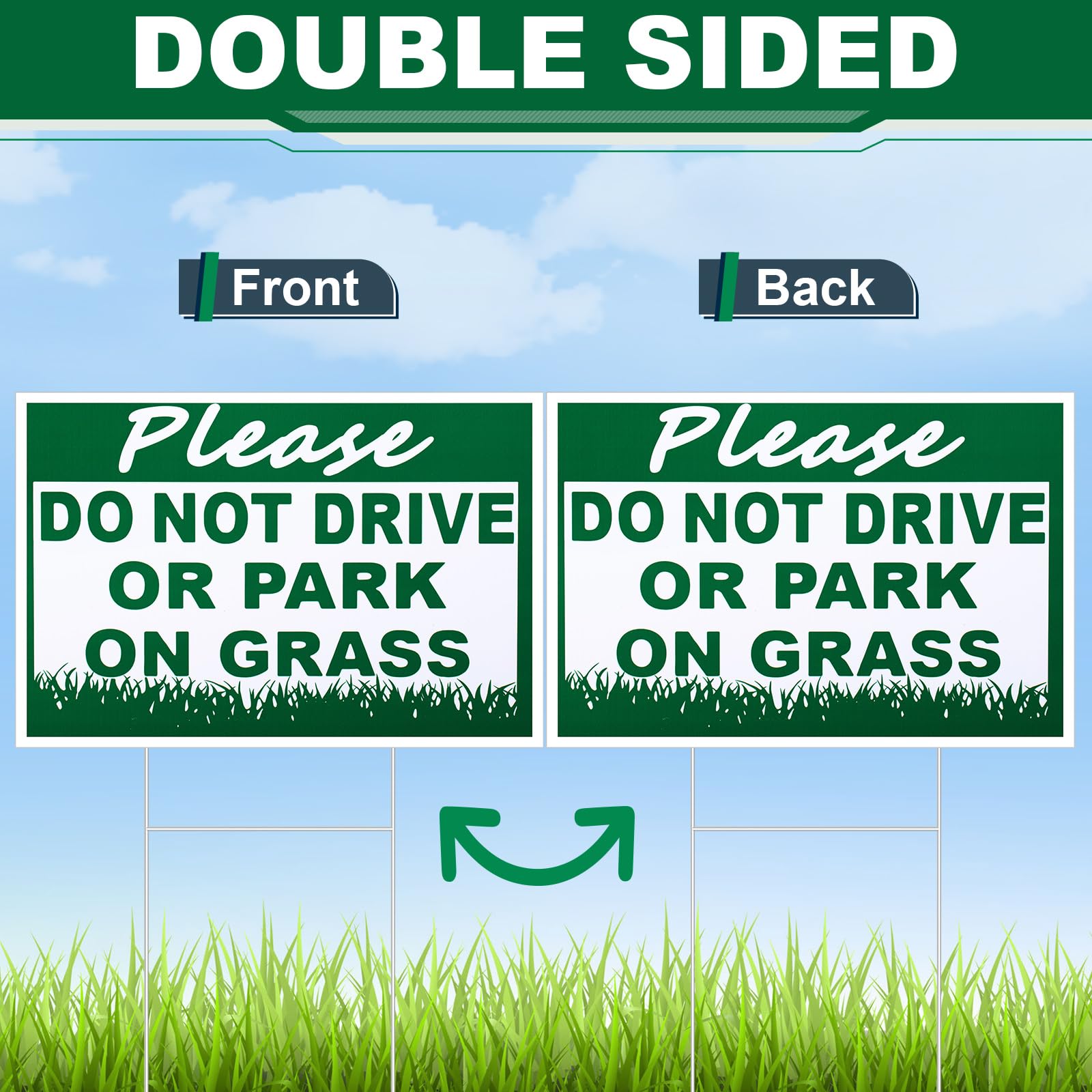 Soaoo H-shaped steel stake with sign improves stability in windy outdoor conditions.