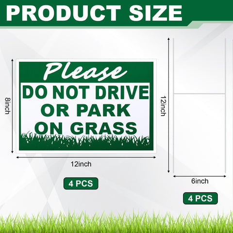 Soaoo no parking on grass sign 8x12 back side emphasizes clear visibility.
