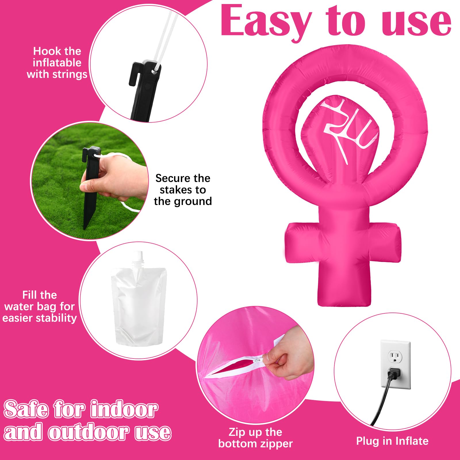 Soaoo pink logo and fist image on inflatable for equality message