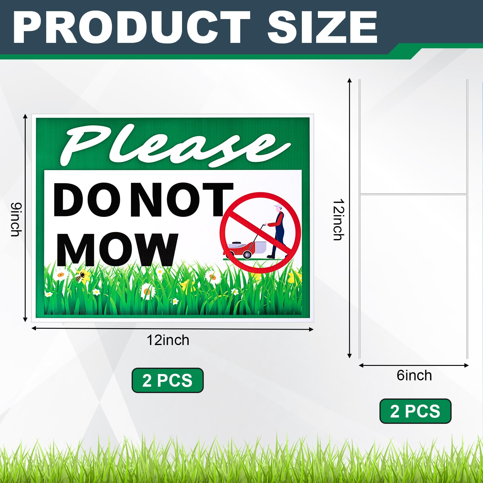 Soaoo please dont mow sign with metal stake, side view for multi-direction visibility.